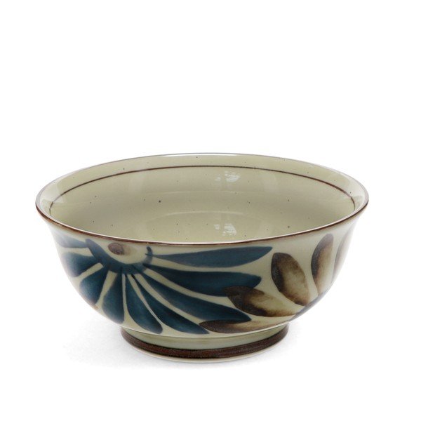 Zila/bēša porcelāna ramen zupas bļodiņa 1 l Flower – Rex London