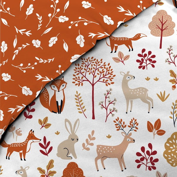 Balta/terakotas oranža vienguļamā kokvilnas bērnu gultas veļa 140x200 cm Roxy – douceur d'intérieur-image-2