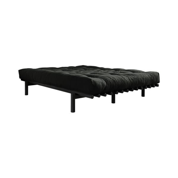 Divguļamā gulta no priedes koka ar matraci Karup Design Pace Double Latex Black Black, 140 x 200 cm