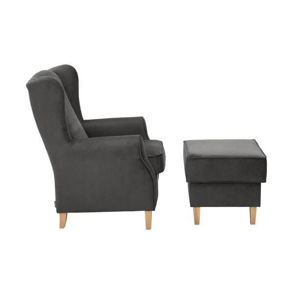Antracīta pelēks samta krēsls ar kāju balstu Max Winzer Lorris-image-2