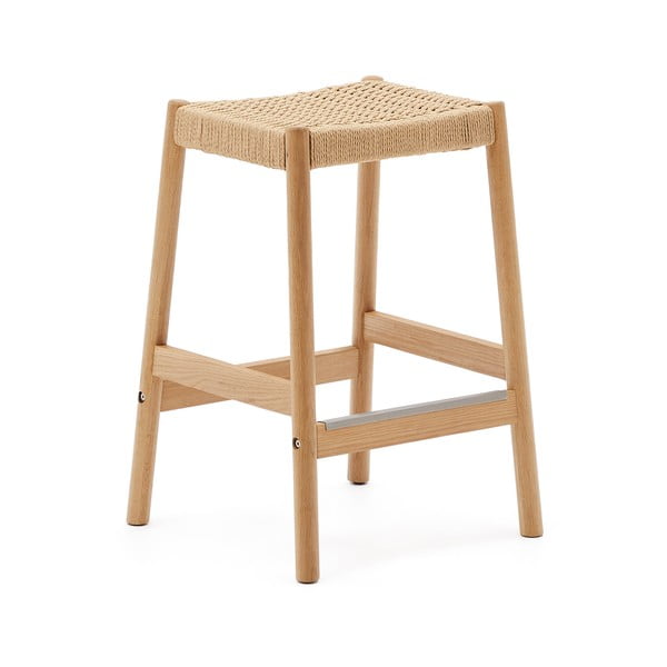 Dabīga toņa ozola masīvkoka bāra krēsli (2 gab.) (sēdekļa augstums 66 cm) Yalia – Kave Home