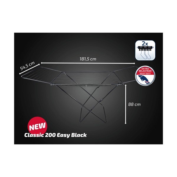 Melns veļas žāvētājs 20 m Classic 200 Easy – LEIFHEIT-image-2