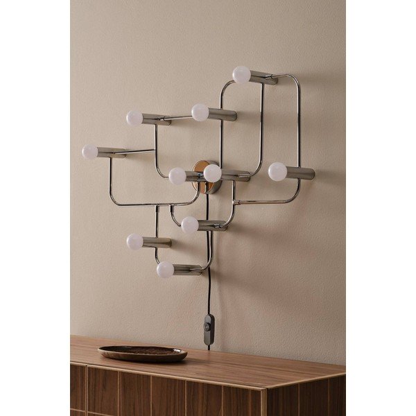 Balta/spīdīgas sudraba krāsas metāla sienas lampa ar regulējamu spilgtumu ar vadu Geometric – Jotex-image-2