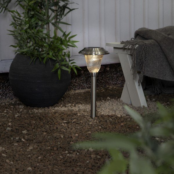 Nerūsējošā tērauda LED āra lampa ar saules baterijām Star Trading Barcelona, augstums 41 cm