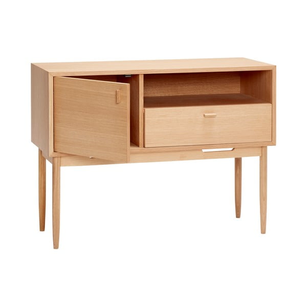 Dabīga toņa augsta kumode ar ozolkoka imitāciju 100x75 cm Cube – Hübsch