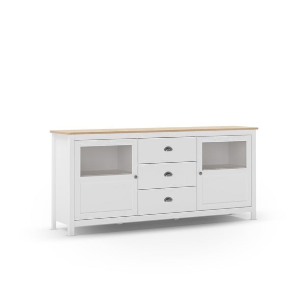 Balta priedes masīvkoka zema kumode 180x80 cm Misti – Marckeric-image-4