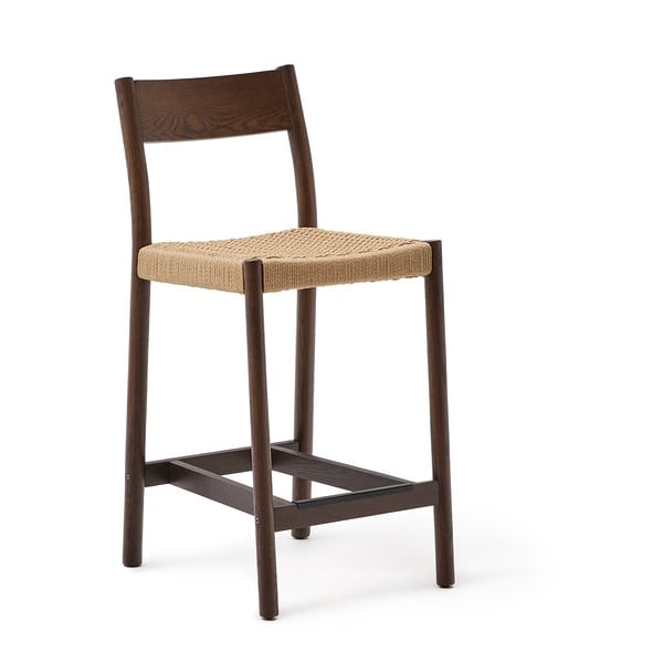 Brūns/dabīga toņa ozola masīvkoka bāra krēsls (sēdekļa augstums 65 cm) Yalia – Kave Home