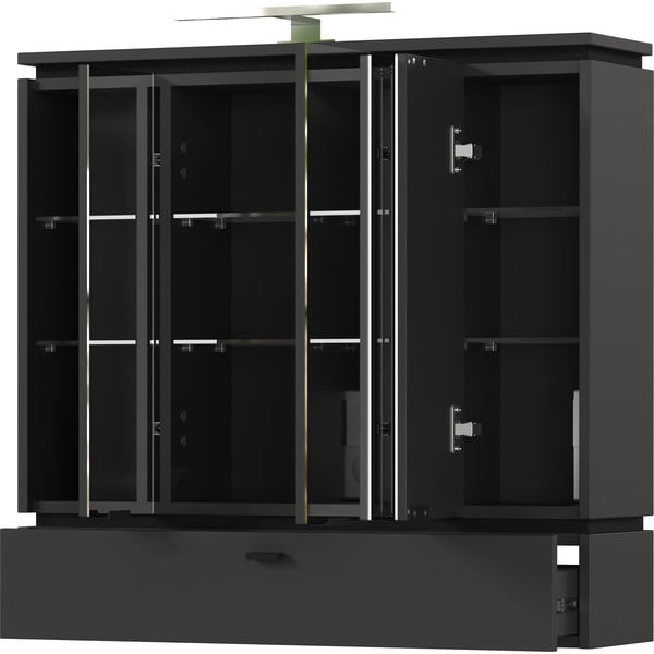 Antracīta pelēks vannas istabas skapītis ar spoguli un apgaismojumu 79x80 cm Modesto – Germania-image-2