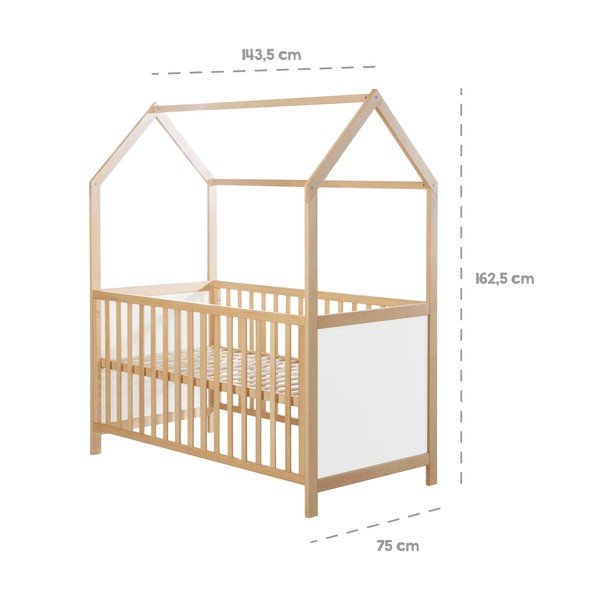 Balta/dabīga toņa bērnu gultiņa 70x140 cm – Roba-image-4