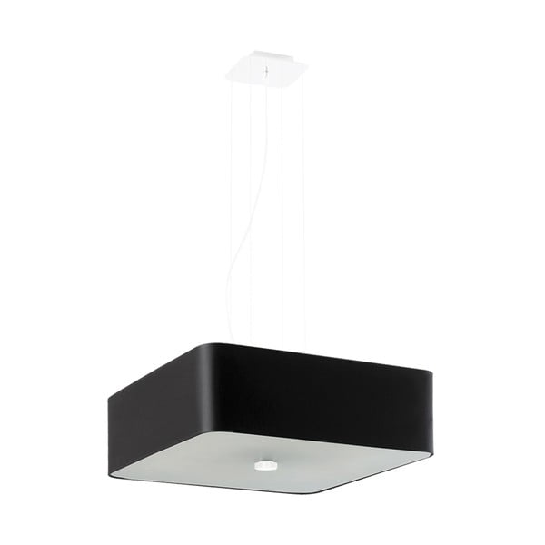 Melna piekaramā lampa ar stikla/auduma abažūru Kortez – Nice Lamps