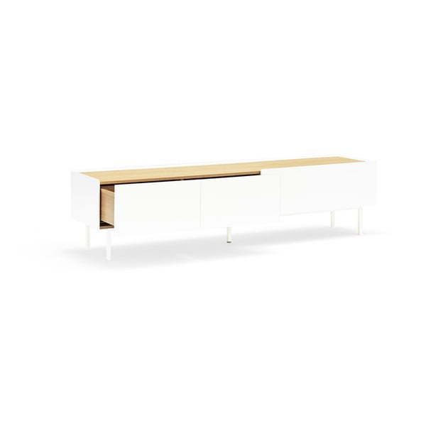 Balts/dabīga toņa TV galdiņš ar ozolkoka imitāciju 180x45 cm Arista – Teulat-image-4