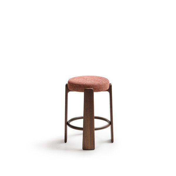 Terakotas oranža/tumša dabīga toņa oša masīvkoka bāra taburete (sēdekļa augstums 65 cm) Granite – Kave Home-image-2