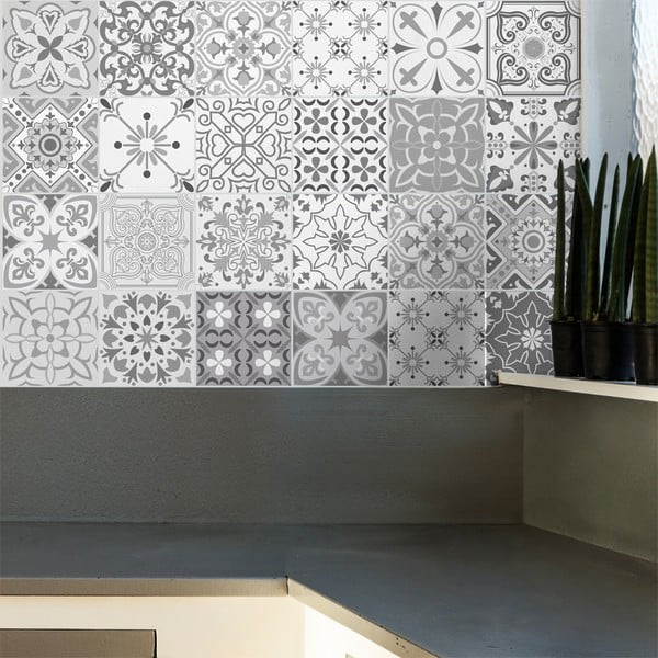 24 dekoratīvo sienas uzlīmju komplekts Ambiance Gythio, 10 x 10 cm-image-3