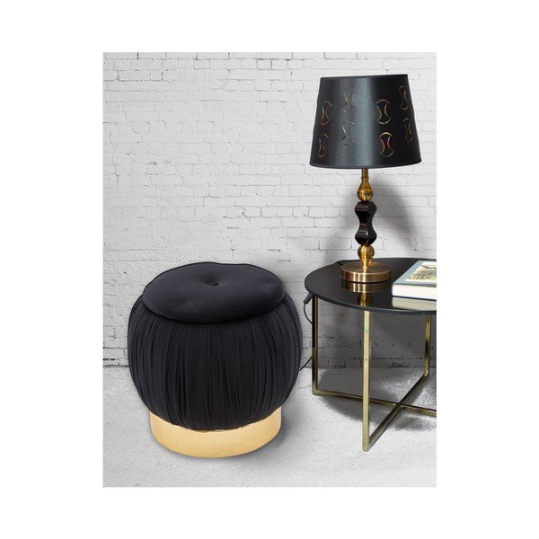 Melns pufs ar uzglabāšanas vietu Mauro Ferretti Paris, ⌀ 41 cm-image-3