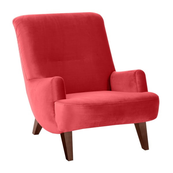 Sarkans krēsls ar brūnām kājām Max Winzer Brandford Suede