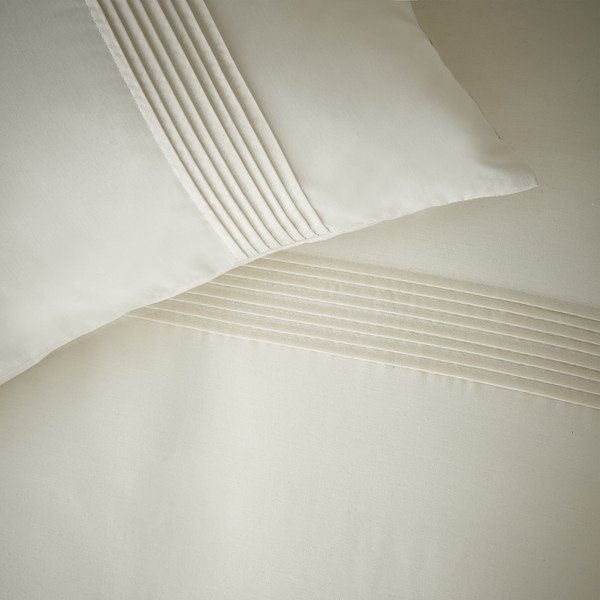 Krēmkrāsas divguļamā gultas veļa 200x200 cm Pintuck Easy Iron Percale – Catherine Lansfield-image-3