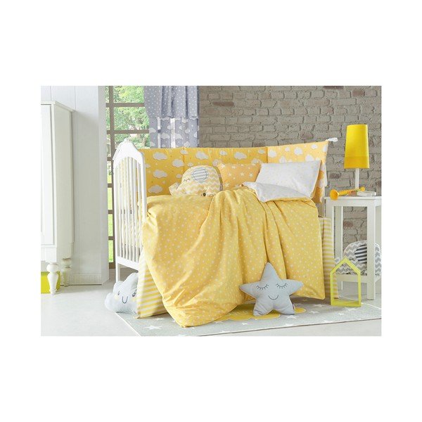 Dzeltens aizsargājošs kokvilnas bērnu gultiņas matrača pārvalks Mike & Co. NEW YORK Carino, 40 x 210 cm-image-1