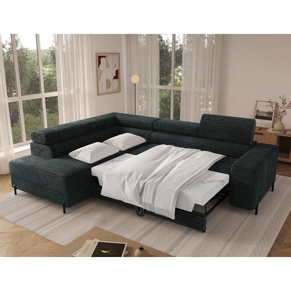 Zaļš velveta stūra dīvāns (ar kreiso stūri/L veida) Colesio – ELTAP-image-2
