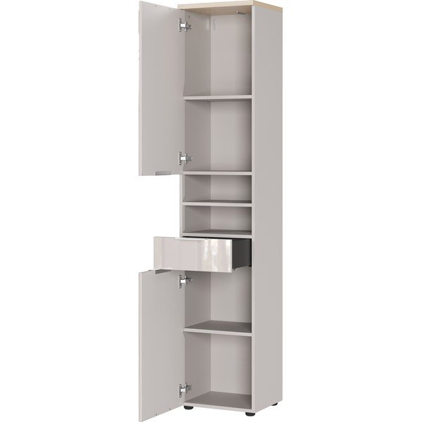 Krēmkrāsas spīdīgs augsts/šaurs vannas istabas skapis 39x190 cm Tavira – Germania-image-3