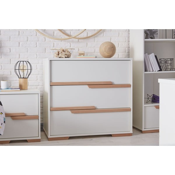 Balta bērnu kumode ar 3 atvilktnēm Pinio Snap-image-1