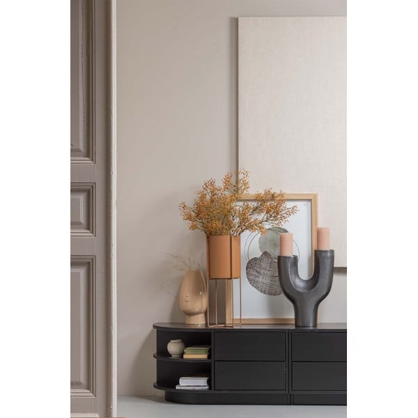 Melns priedes masīvkoka modulārais TV galdiņš 228x40 cm Finca – WOOOD-image-1