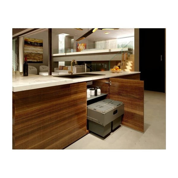 Pelēka atkritumu šķirošanas/iebūvēta plastmasas atkritumu tvertne 42 l Block U-Sink 2.0 – Elletipi-image-1