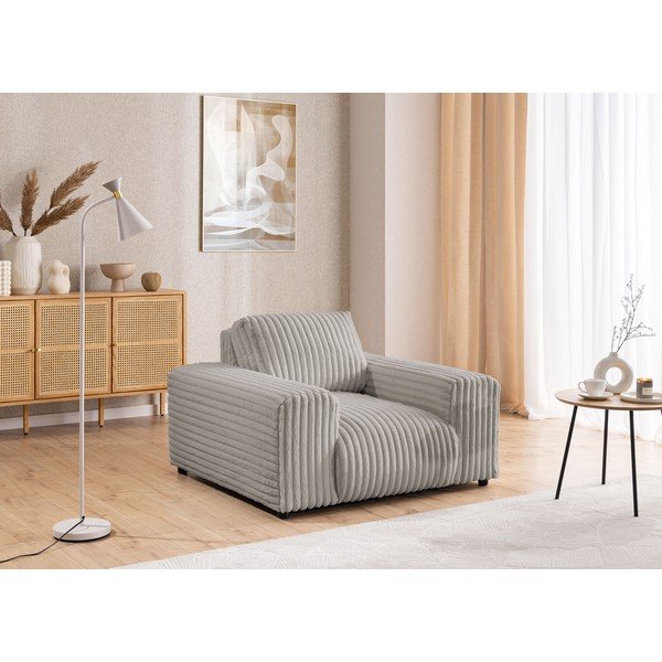 Gaiši pelēks velveta atpūtas krēsls Justin – Ropez-image-4