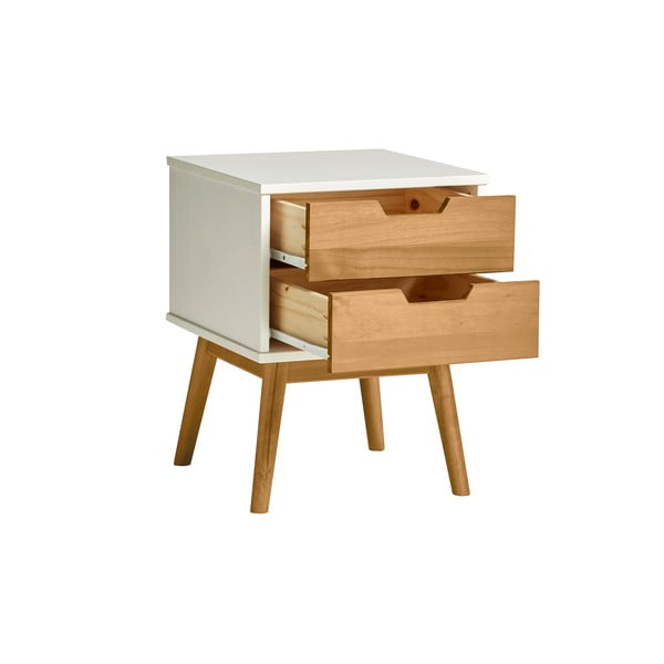 Balts un brūns priedes masīvkoka naktsgaldiņš Marckeric Baku-image-3