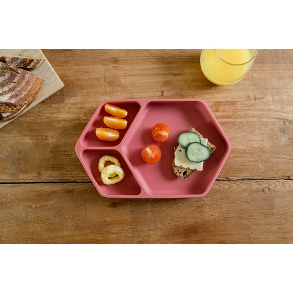 Sarkans silikona bērnu šķīvis 16x25 cm – Kindsgut-image-1