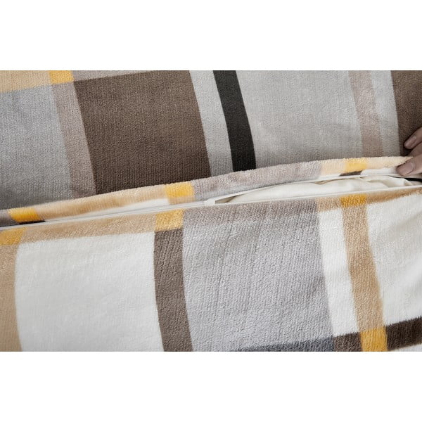 Pelēka/brūna vienguļamā mikroplīša gultas veļa 140x200 cm – My House-image-2