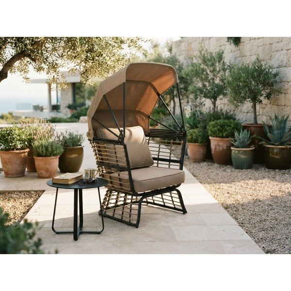 Bēšs metāla dārza atpūtas krēsls Paros – Garden Pleasure-image-1