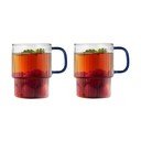 Zilas kapučīno stikla krūzes (2 gab.) 350 ml Livio – Vialli Design