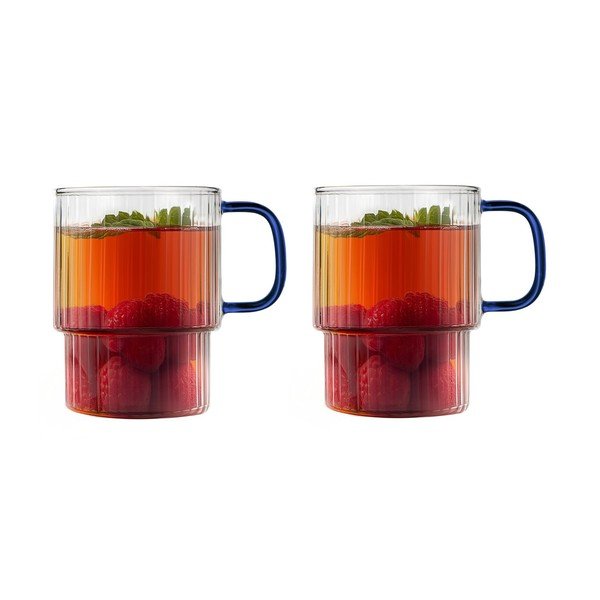 Zilas kapučīno stikla krūzes (2 gab.) 350 ml Livio – Vialli Design
