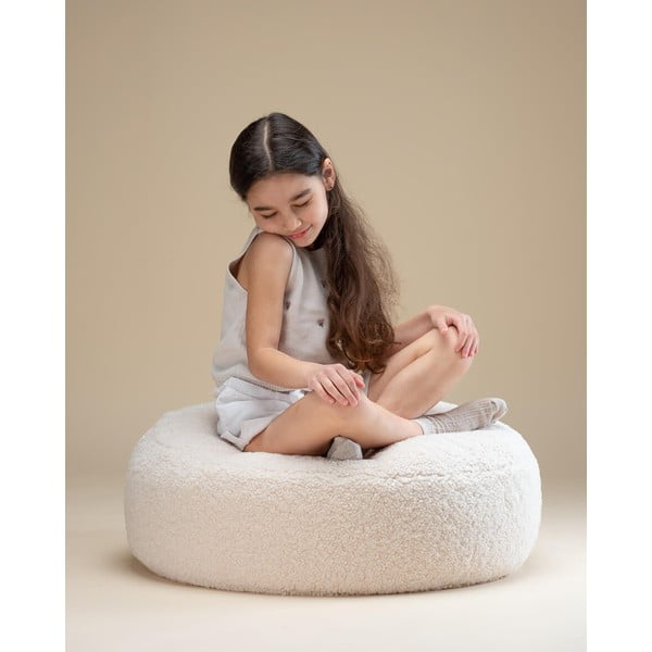 Krēmkrāsas bērnu sēžammaiss no buklē auduma Round – Wigiwama-image-1