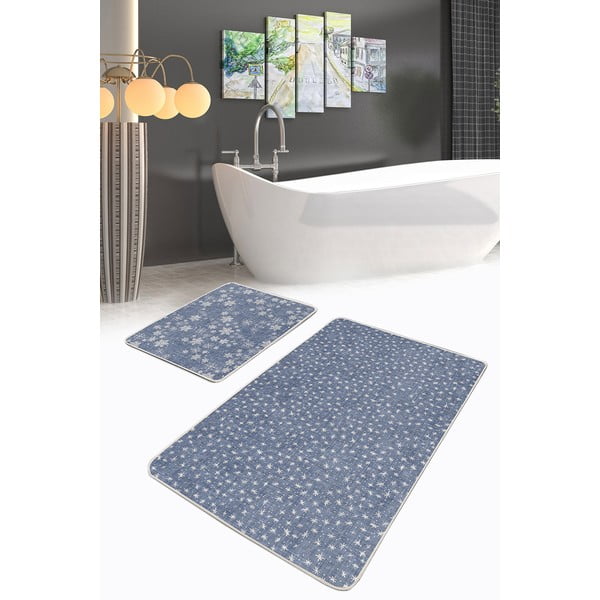 Zili vannas istabas paklājiņi (2 gab.) 100x60 cm – Minimalist Home World-image-2