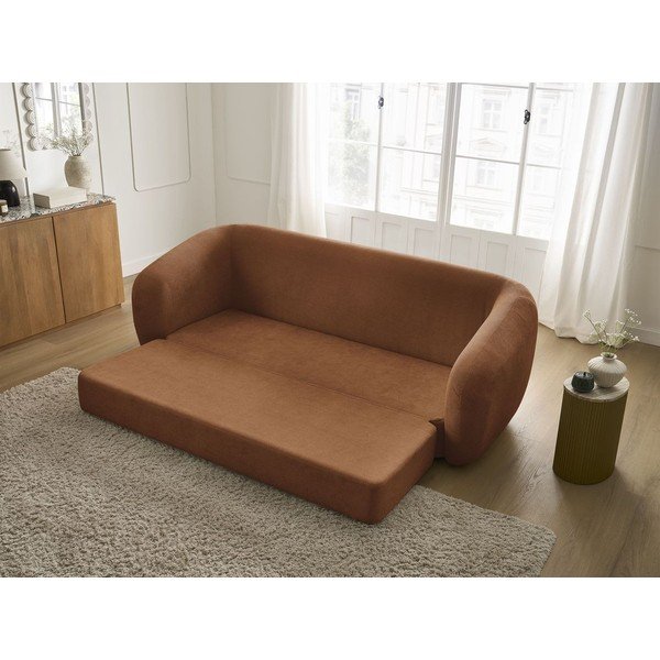 Oranžs salokāms dīvāns no šenila auduma 228 cm Neyo – Bobochic Paris-image-1