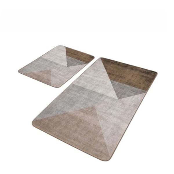 Pelēki/brūni samta vannas istabas paklājiņi (2 gab.) 60x100 cm – Mila Home