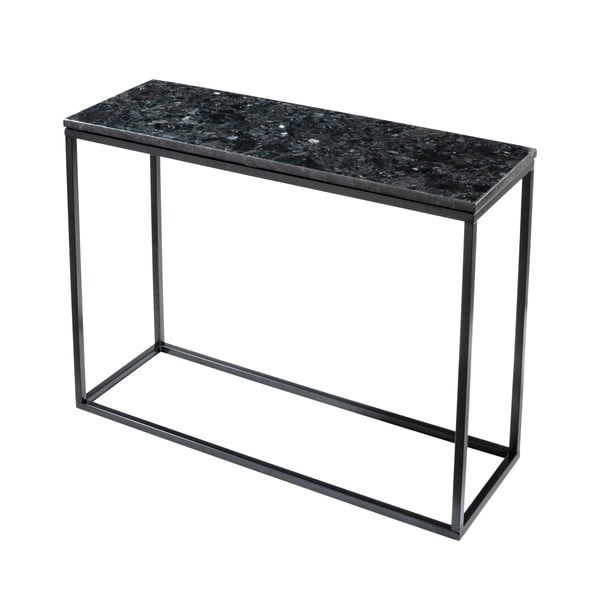 Melns granīta konsoles galds ar melnu pamatni, garums 100 cm