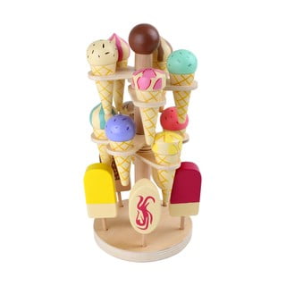 Koka rotaļlietu saldējuma komplekts ar statīvu Legler Ice Stand