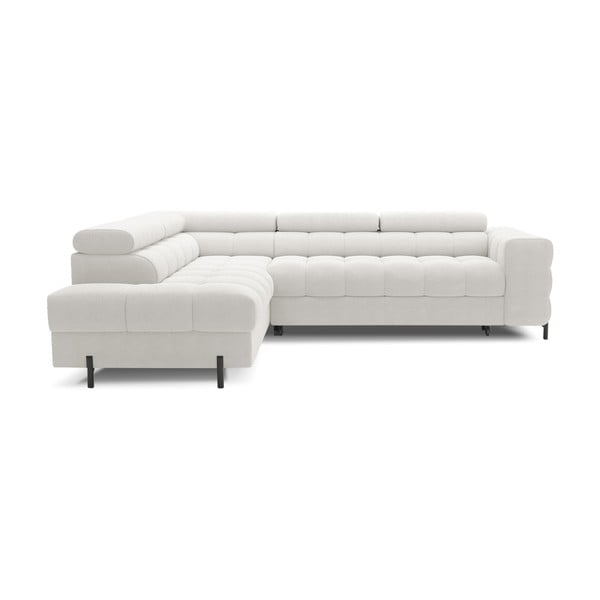 Krēmkrāsas salokāms/ar uzglabāšanas vietu stūra dīvāns no buklē auduma (ar kreiso stūri/L veida) Ferucce – ELTAP-image-2