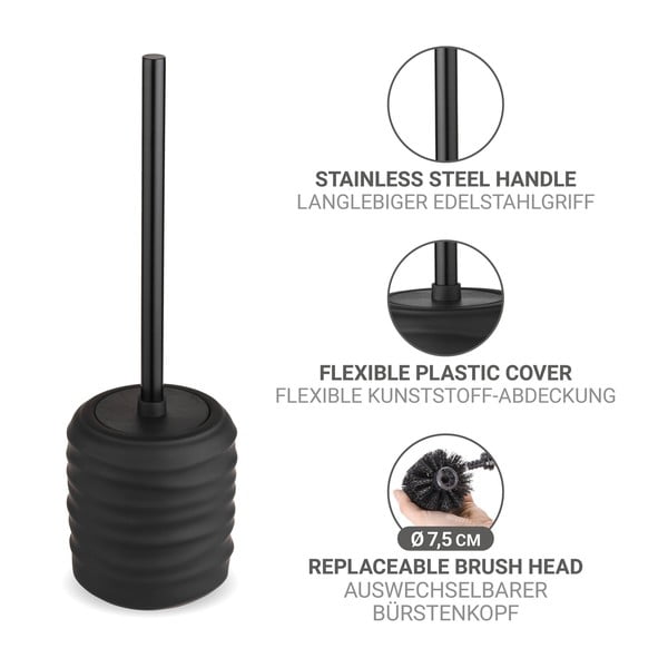 Melna keramikas tualetes birste Illana – Wenko-image-2