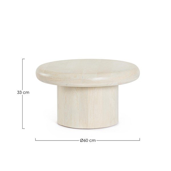 Krēmkrāsas mango masīvkoka apaļš žurnālgaldiņš ø 60 cm Lopez – Bizzotto-image-3