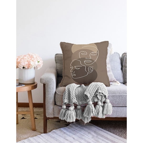 Brūna spilvendrāna ar kokvilnas maisījumu Minimalist Cushion Covers Chenille, 55 x 55 cm-image-2