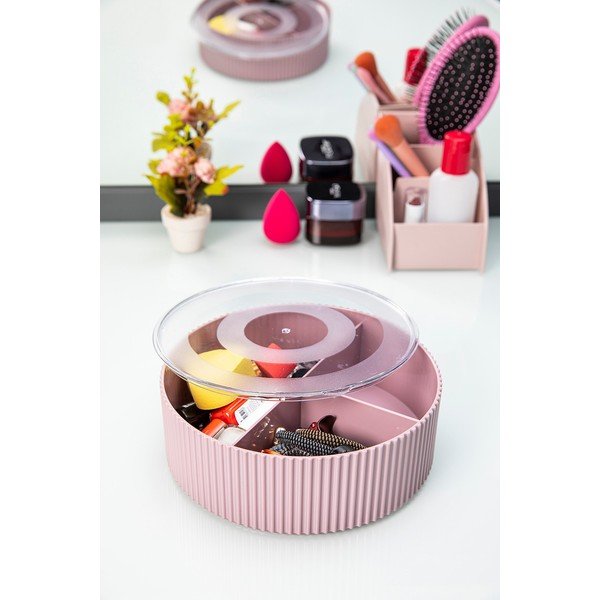 Rozā plastmasas vannas istabas organizators kosmētikai – Mioli Decor-image-1