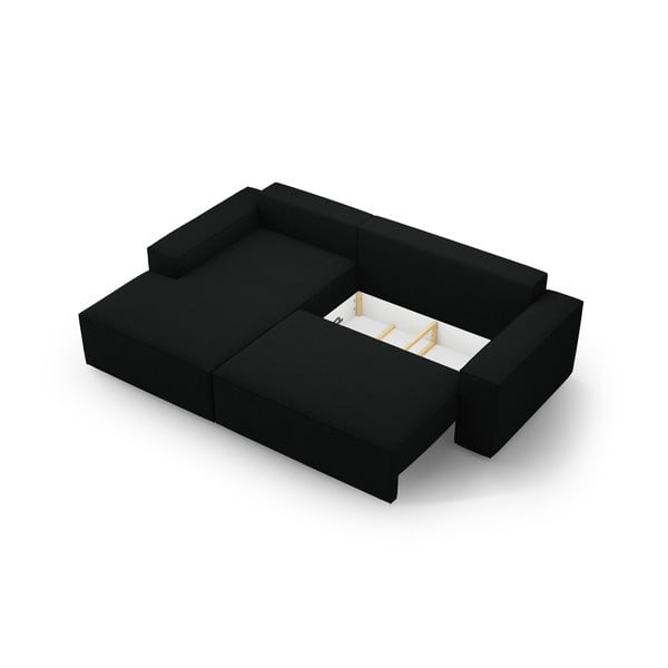 Melns salokāms stūra dīvāns no buklē auduma (ar kreiso stūri) Jodie – Micadoni Home-image-4