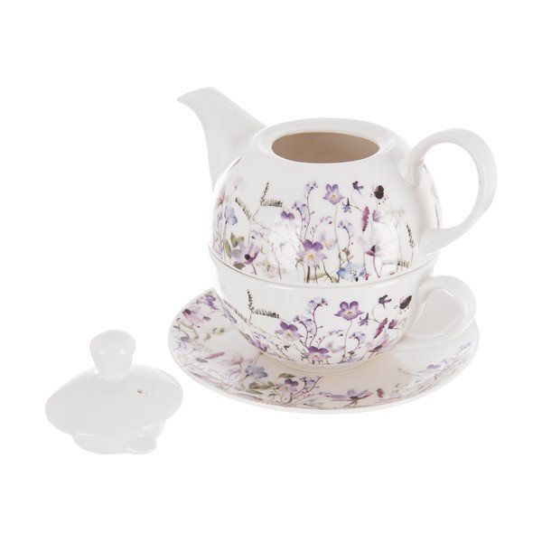Balts/violets porcelāna tējas piederumu komplekts Louka – Orion-image-3