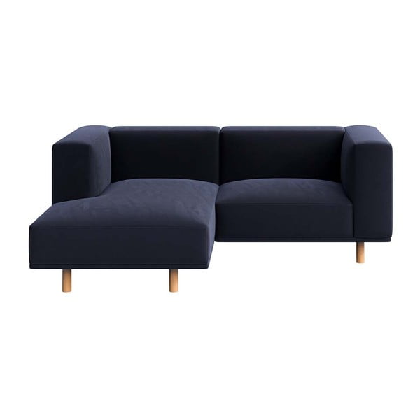 Tumši zils samta stūra dīvāns (ar kreiso stūri) Kukumo – Ame Yens