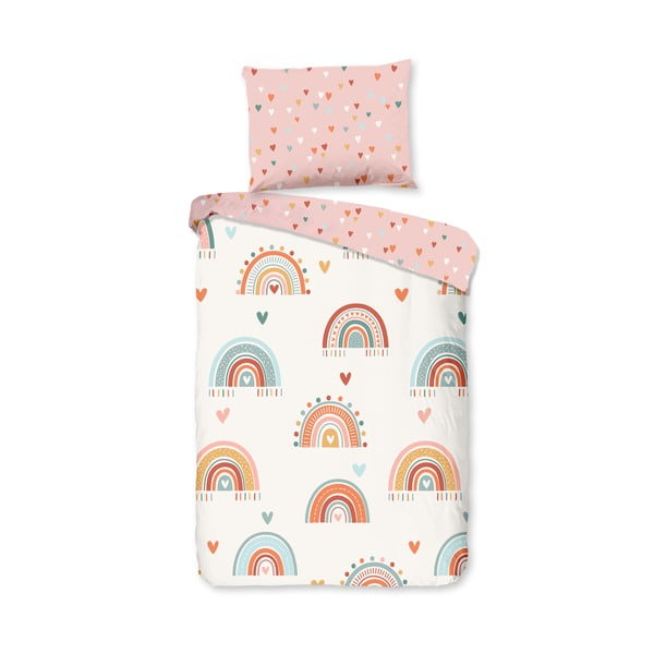 Rozā/bēša kokvilnas bērnu gultas veļa 100x135 cm Louie – Good Morning