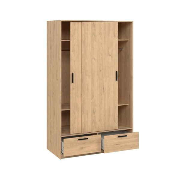 Dabīga toņa drēbju skapis ar ozolkoka imitāciju ar bīdāmām durvīm 121x200 cm Line – Tvilum-image-3
