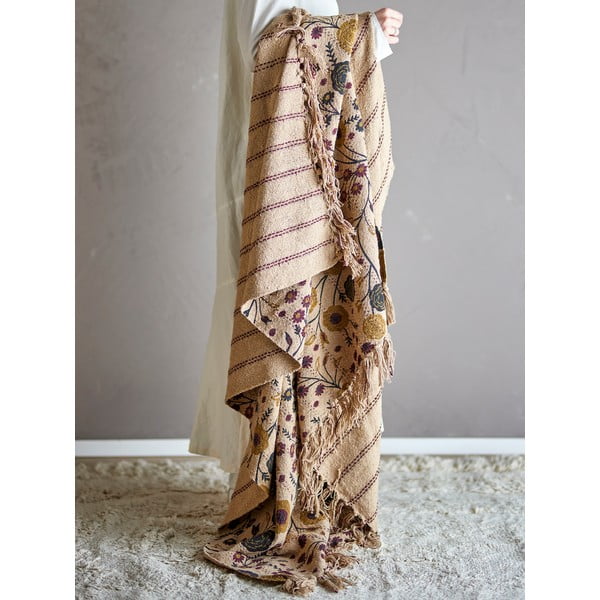 Brūns pleds no pārstrādātas kokvilnas 130x160 cm Eydis – Bloomingville-image-1